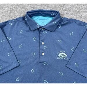 Johnnie O Polo Shirt Mens Medium Blue Drink Glass Performance Maderas Golf